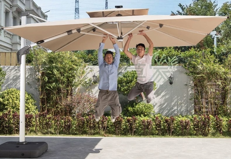 Outdoor Sunshade Umbrella with Solar-powered Lights